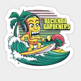 Hacienda Gardeners Tiki Surfer Sticker
